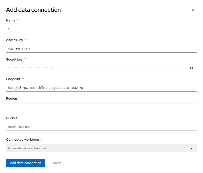 Complete Data connection details