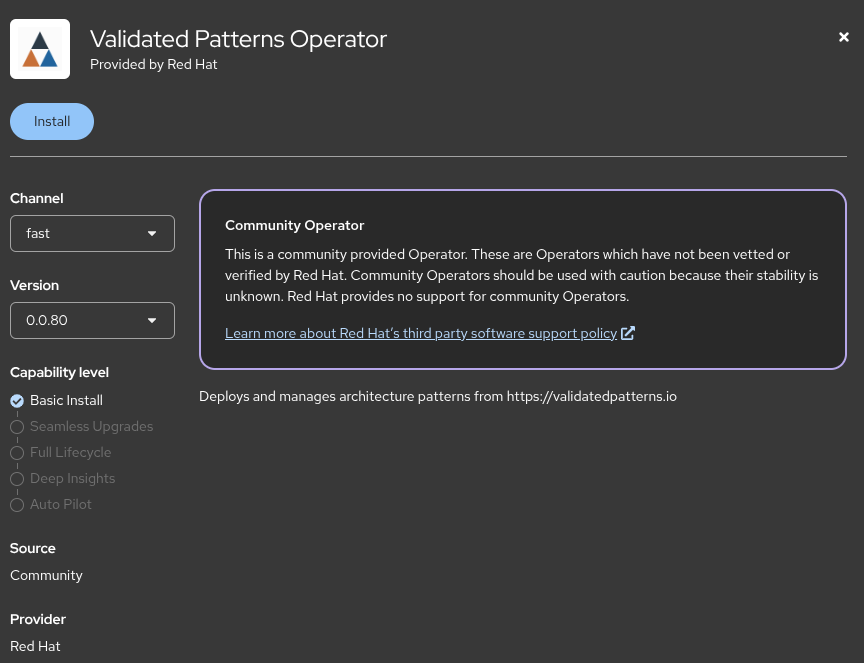 Operator details page