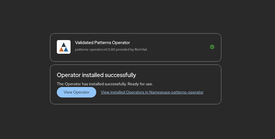 Operator installed successfully