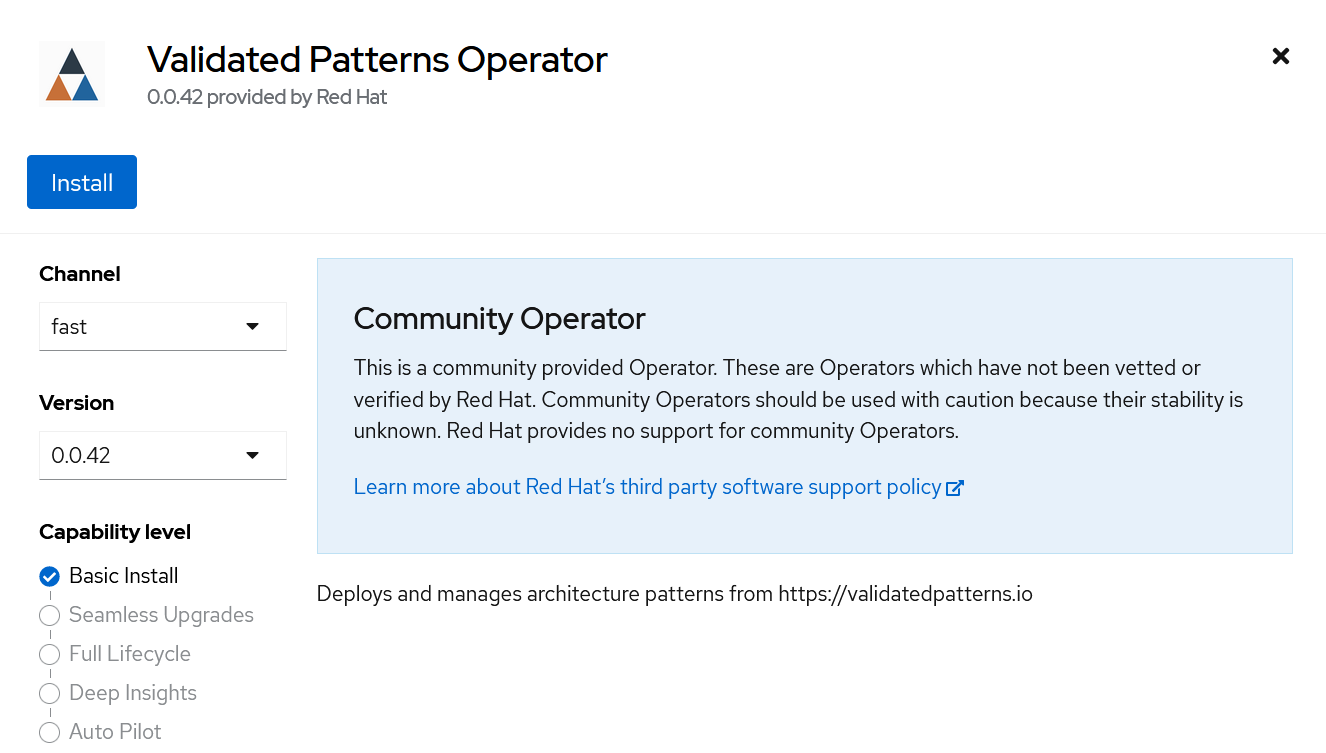 Install Validated Patterns Operator