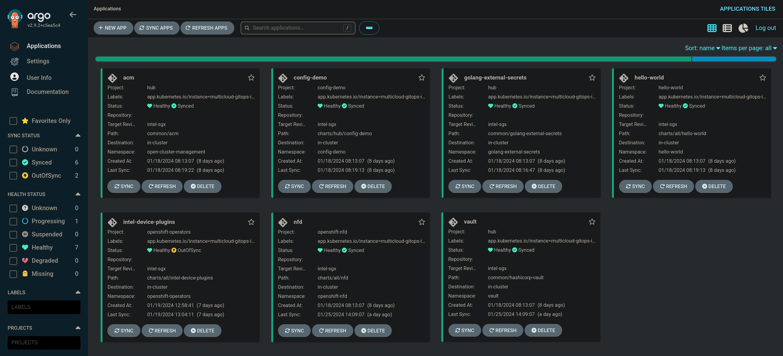 Multicloud GitOps Hub with `vault` app